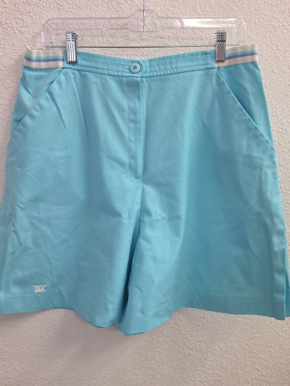 Tail Vintage Tennis Golf Pleated Shorts Aqua Blue USA Made Size 17/18